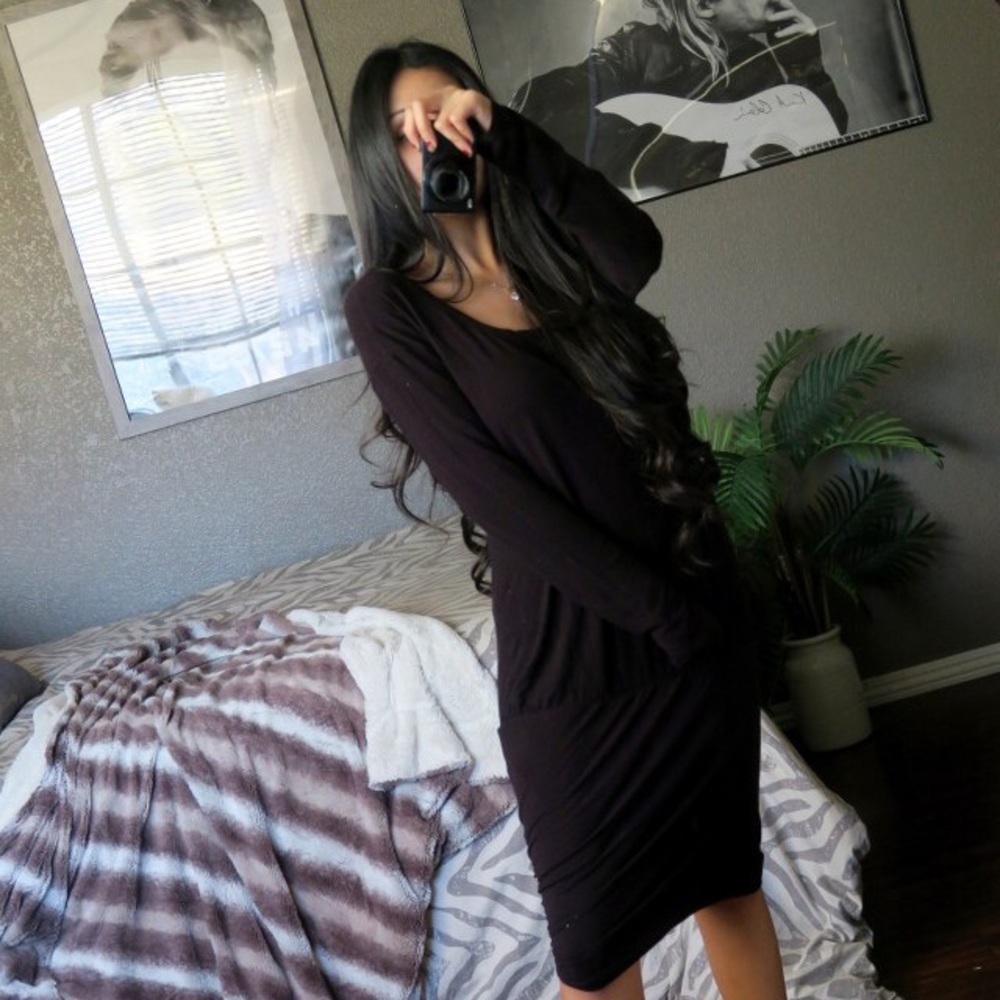Anthropologie Bella Luxx Black Knit Midi Dress